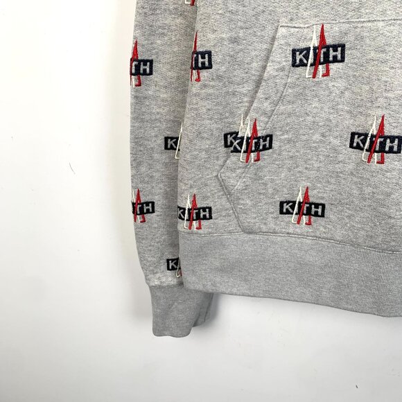 Moncler X Kith Gray Logo Hoodie M Cotton Blend Mens Casualwear - Picture 4 of 8